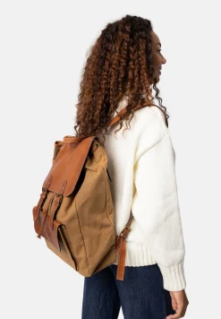 Rygsæk i kanvas og læder