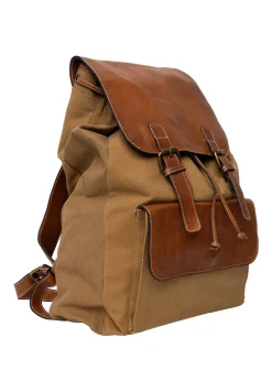 Rygsæk i kanvas og læder