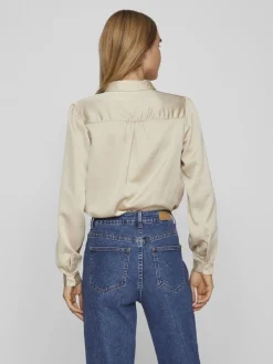 Satinskjorte Luna Beige