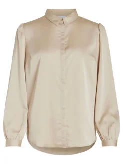 Satinskjorte Luna Beige