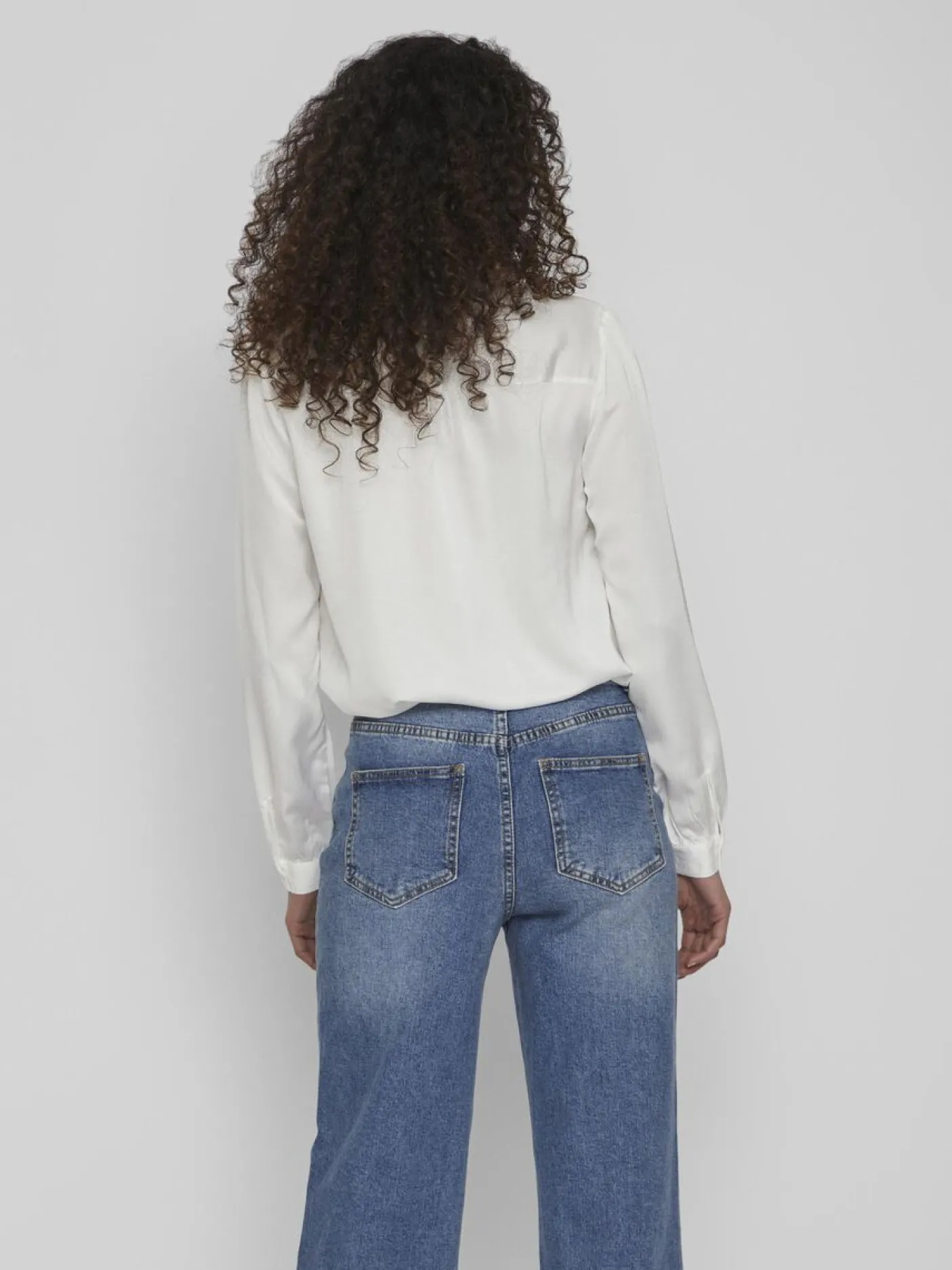 Satinskjorte Luna White