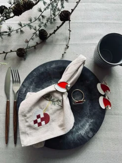 Servietringe med Nissehue - Pakke med 4 stk