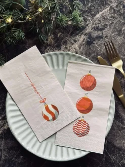 Servietter Jul - 20stk. Rød / Sand