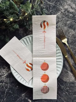 Servietter Jul - 20stk. Rød / Sand