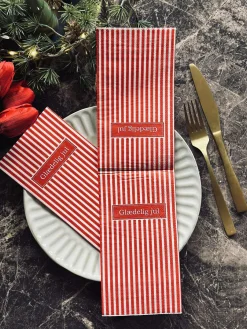 Servietter Jul - 20stk. Rød strib