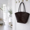 Shopper croco i skind - Brown