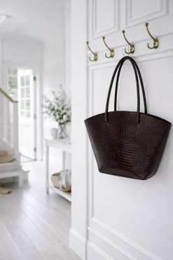 Shopper croco i skind - Brown