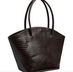 Shopper croco i skind - Brown