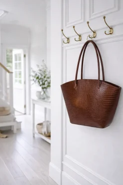 Shopper croco i skind - Cognac