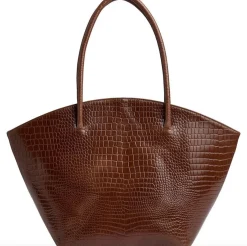 Shopper croco i skind - Cognac