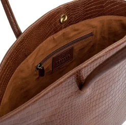 Shopper croco i skind - Cognac