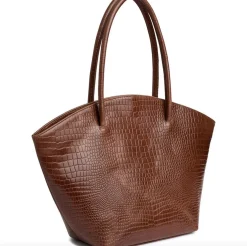 Shopper croco i skind - Cognac