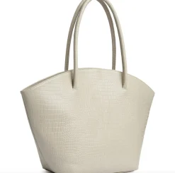 Shopper croco i skind - Sand