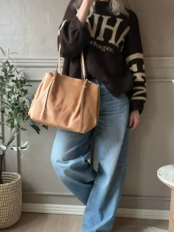 Shopper i blød skindkvalitet - Sand