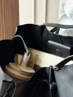 Shopper i blød skindkvalitet - Sort