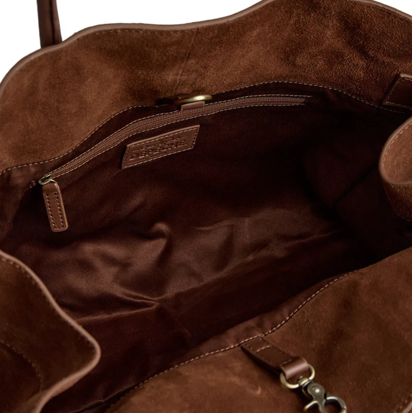 Shopper i blødt ruskind - Cognac