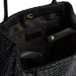 Shopper i flettet skind - Black