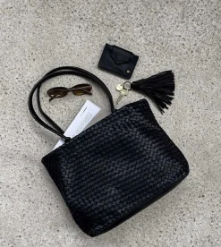 Shopper i flettet skind - Black