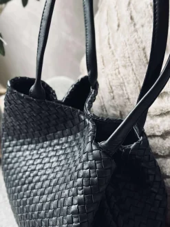 Shopper i flettet skind - Black