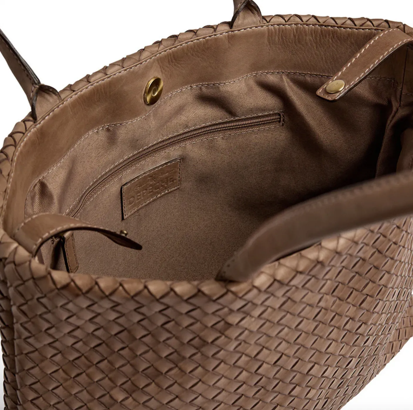 Shopper i flettet skind - Dark taupe