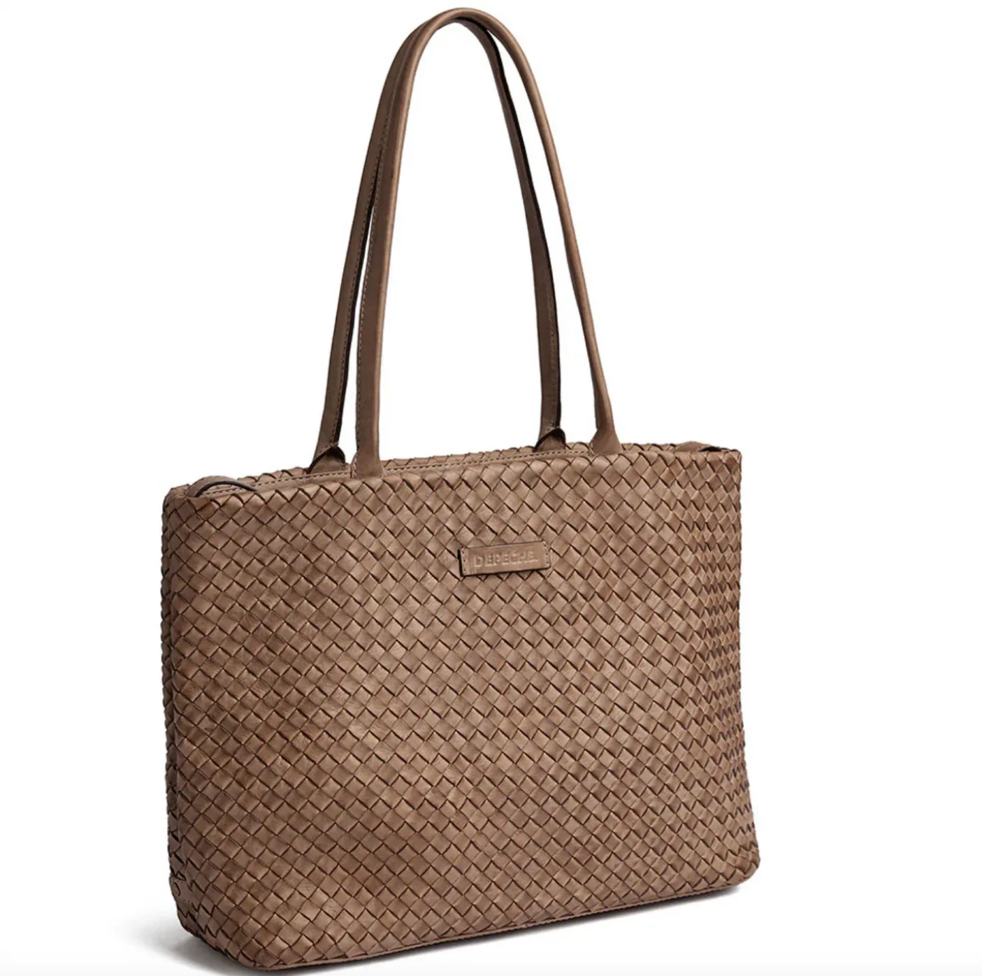 Shopper i flettet skind - Dark taupe