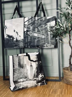 Shopper m. motiv - grå mix