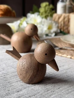 Siddende Fugl - Amber Brun Lille