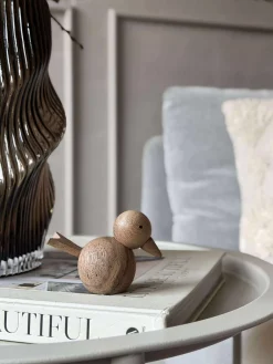 Siddende Fugl - Amber Brun Lille