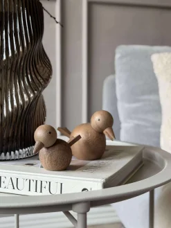 Siddende Fugl - Amber Brun Stor