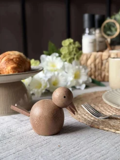 Siddende Fugl - Amber Brun Stor