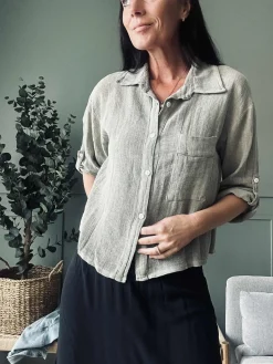 Skjorte Milla - Hørmix kaki