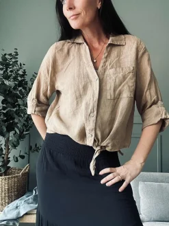 Skjorte NALA camel - 100% hør