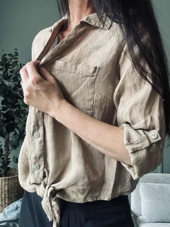 Skjorte NALA camel - 100% hør