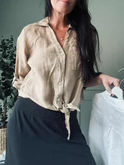 Skjorte NALA camel - 100% hør