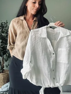 Skjorte NALA camel - 100% hør