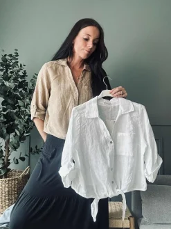 Skjorte NALA camel - 100% hør