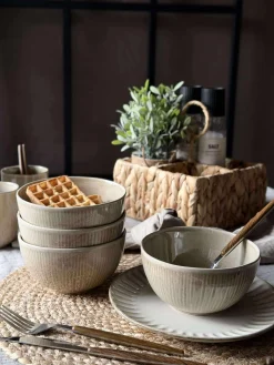 Skål Lydia keramik - Sæt med 4 stk Beige