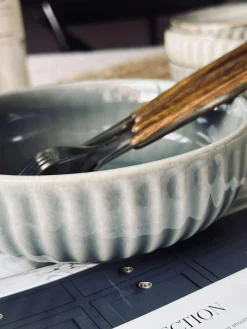 Skål VIGA strib stentøj - Blå 16cm