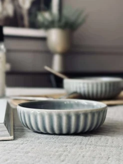 Skål VIGA strib stentøj - Blå