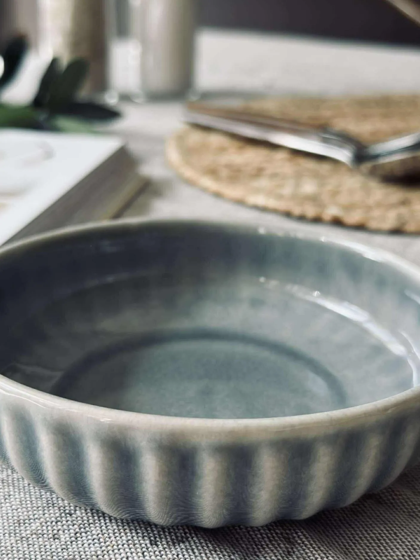 Skål VIGA strib stentøj - Blå