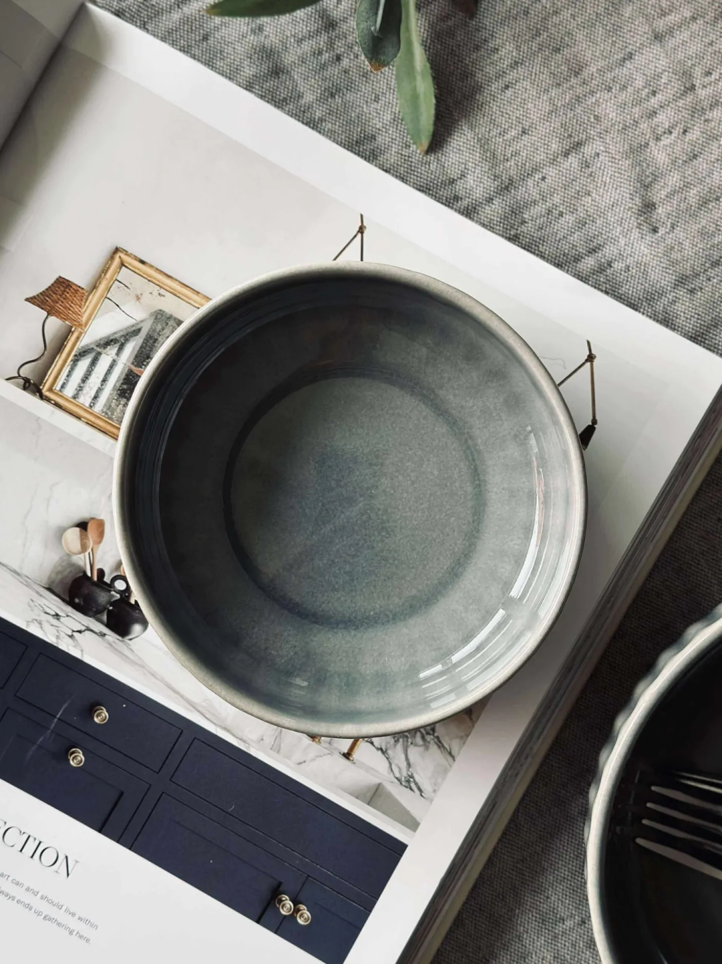 Skål VIGA strib stentøj - Blå