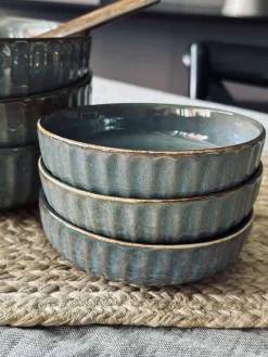 Skål VIGA strib stentøj - Grå / brun