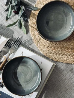 Skål VIGA strib stentøj - Grå / brun