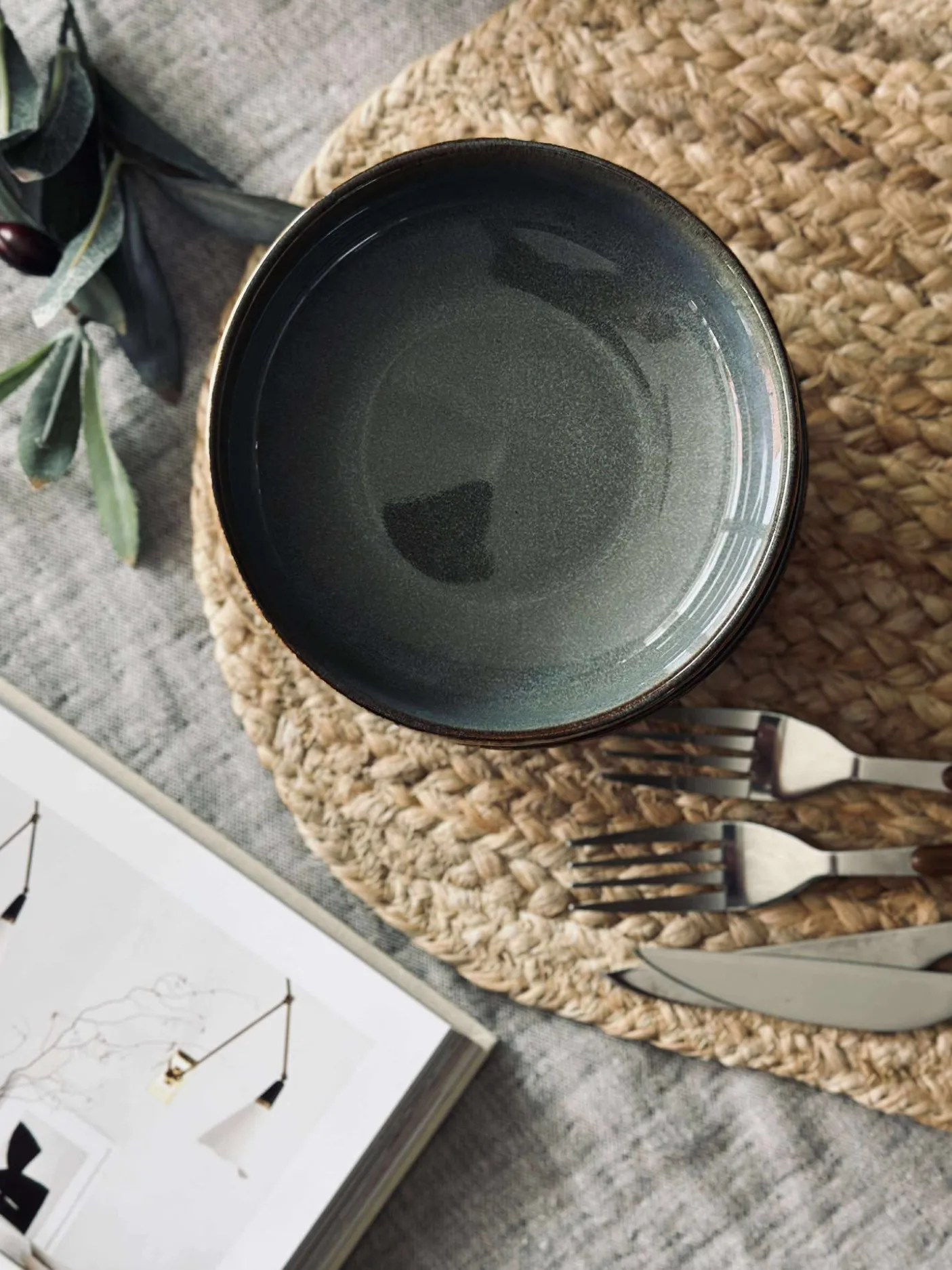 Skål VIGA strib stentøj - Grå / brun