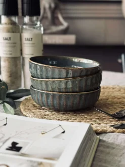 Skål VIGA strib stentøj - Grå / brun