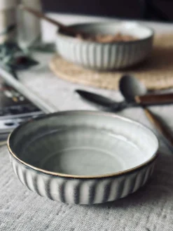 Skål VIGA strib stentøj - Grå