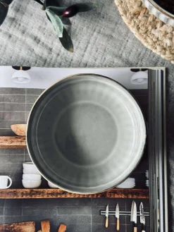 Skål VIGA strib stentøj - Grå