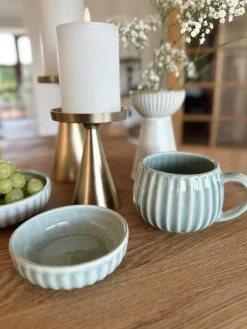 Skål VIGA strib stentøj - Mint flere størrelser