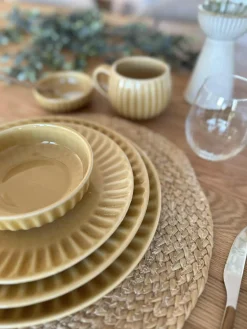 Skål VIGA strib stentøj - Sennep flere størrelser