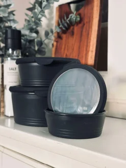 Skåle med låg - Sæt af 3 skåle - Sort